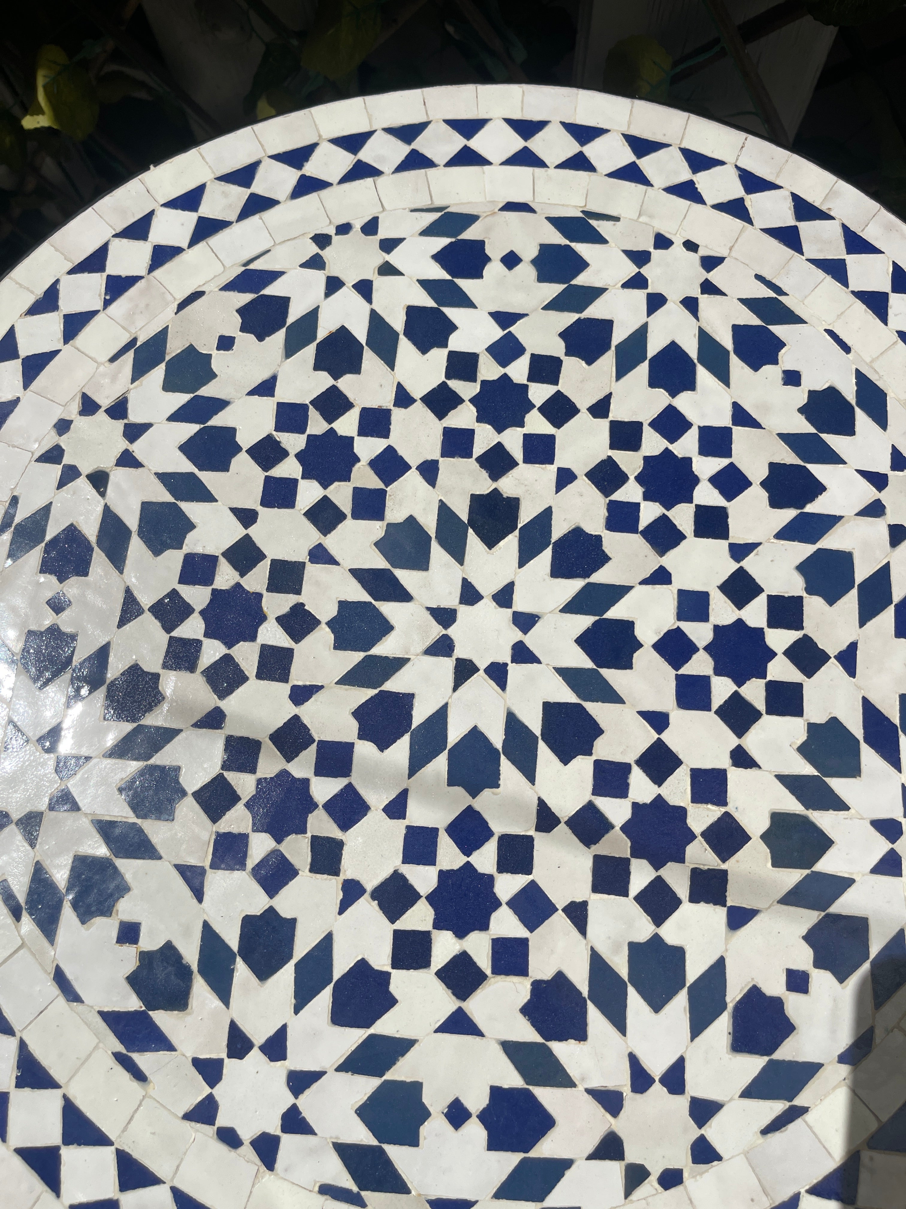 Handmade Round Moroccan Zellige Mosaic Table
