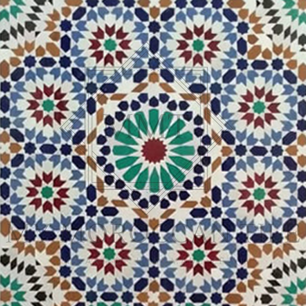 Medina Lounge Moroccan mosaic backsplash in custom color combination