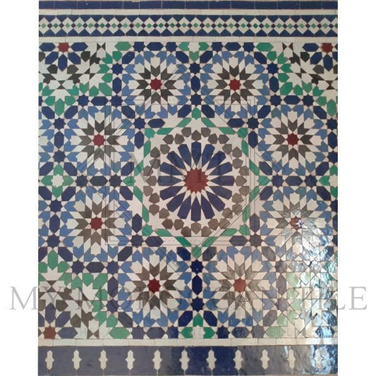 Handmade Moroccan Medina Lounge Zellij mosaic tile with border and liner