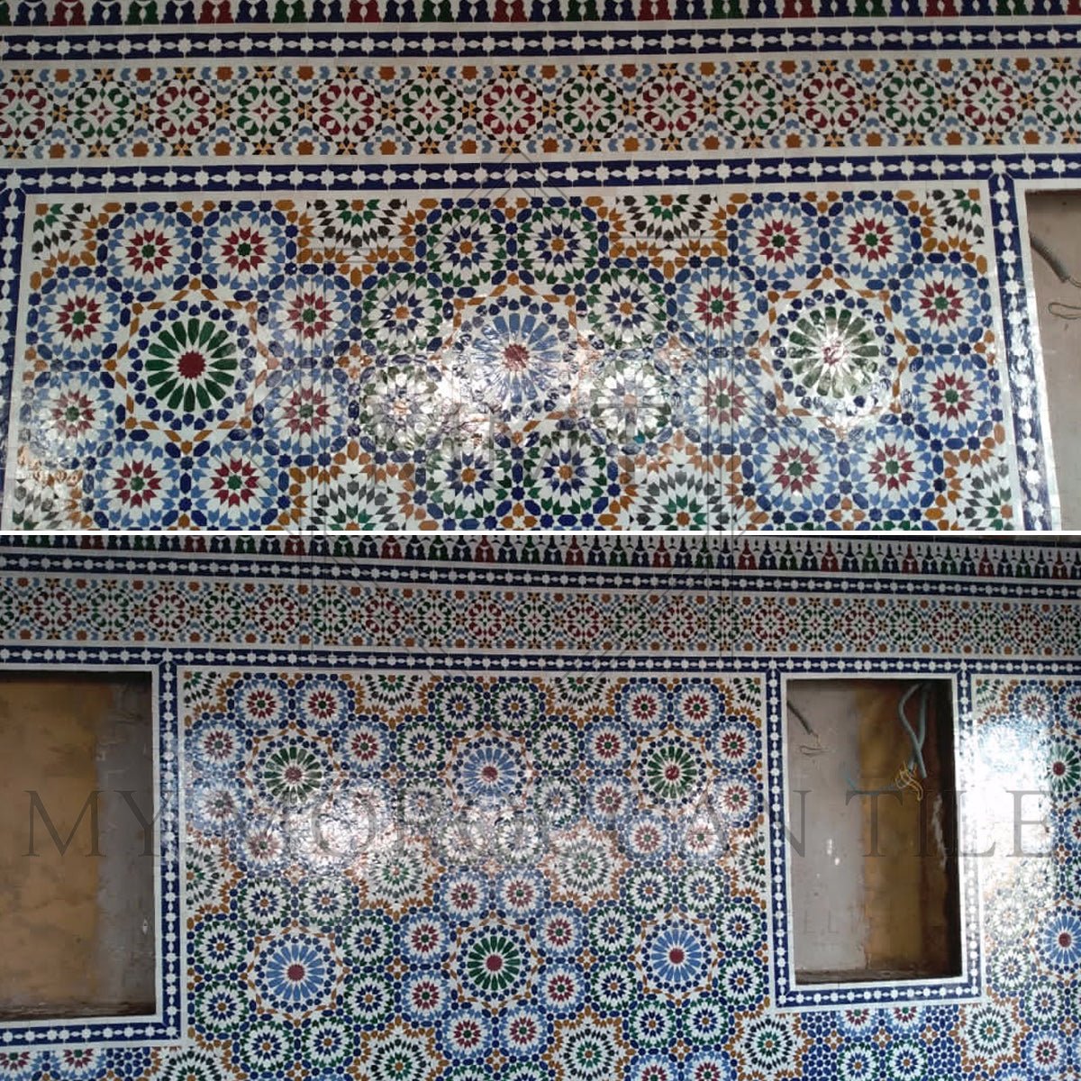 Traditional Medina Lounge Moroccan mosaic panel assembled by artisans